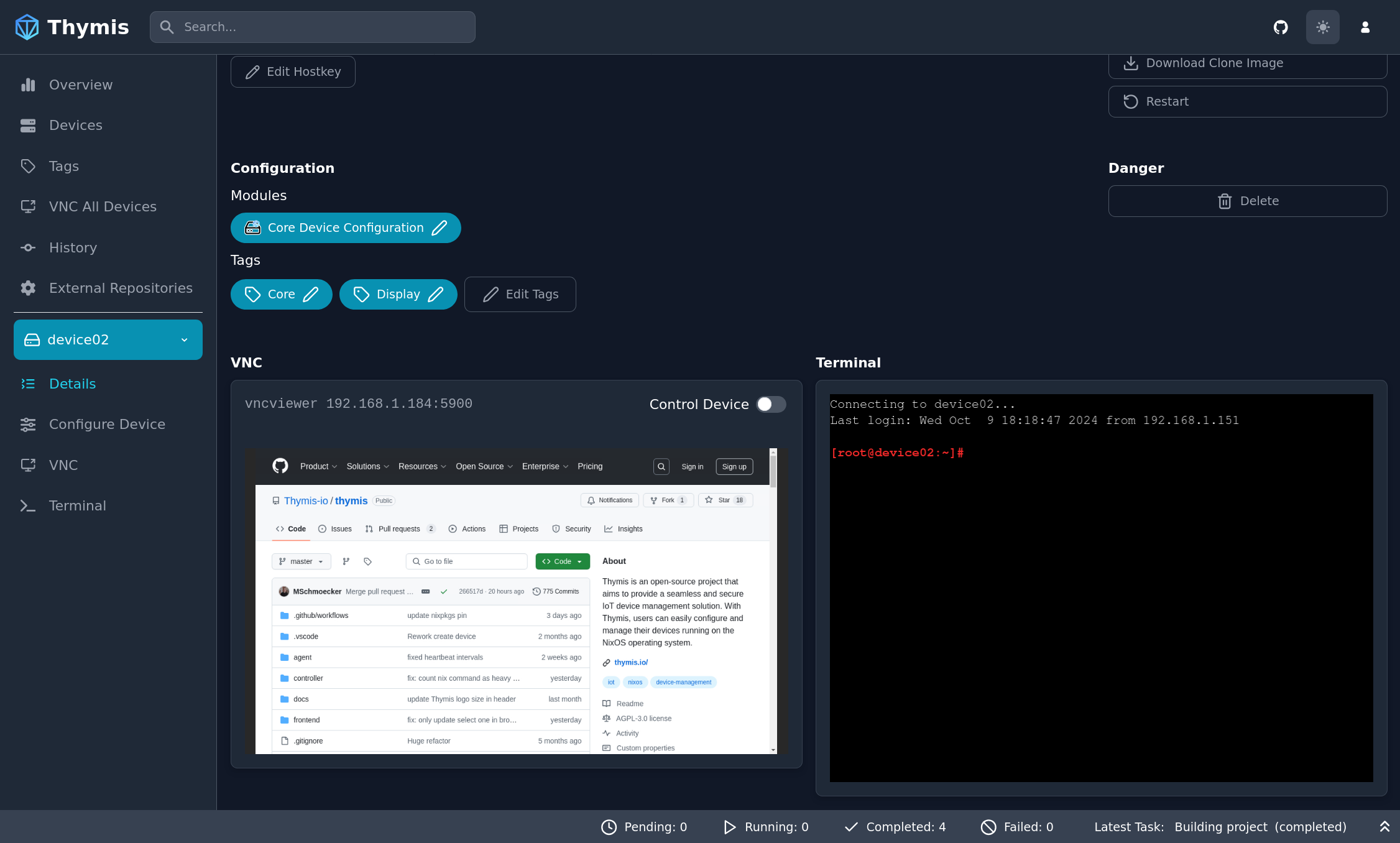 Device Details Terminal